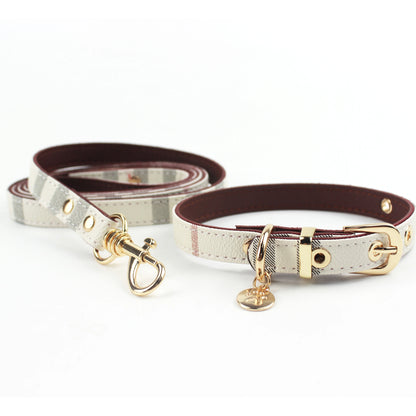 Fashion Leather Dog Collar & Leash Set