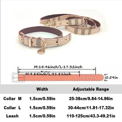 Fashion Leather Dog Collar & Leash Set